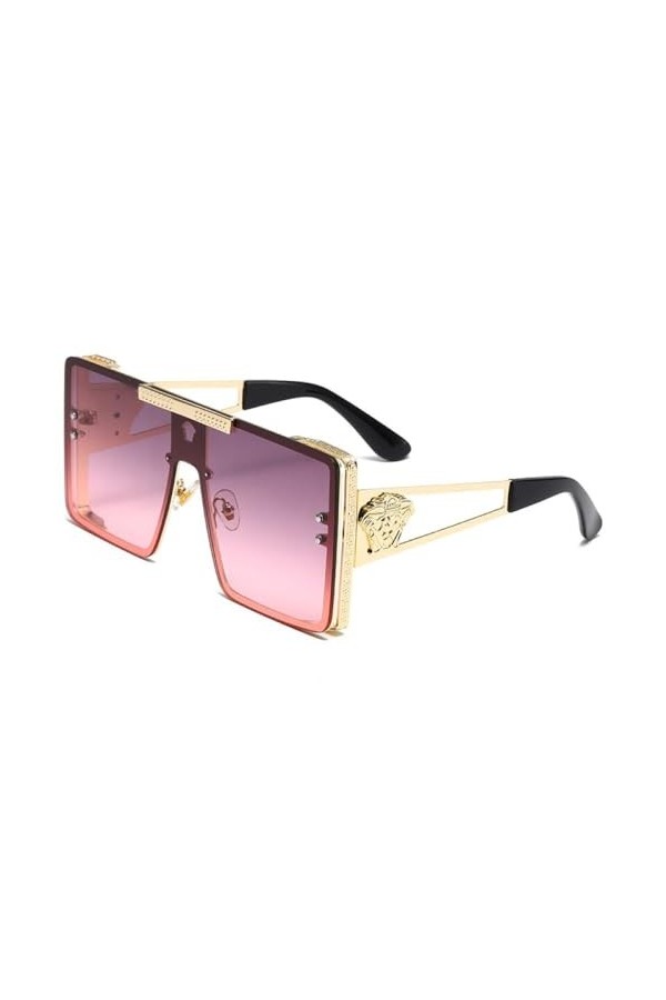 Lunettes de Soleil Lunettes Monture Lunettes Accessoires Femmes Mode Carré Extérieur Métal Hommes Lunettes, Or Rose, H