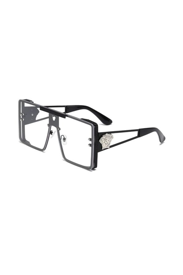 Lunettes de Soleil Lunettes Monture Lunettes Accessoires Femmes Mode Carré Extérieur Métal Hommes Lunettes, Or Rose, H
