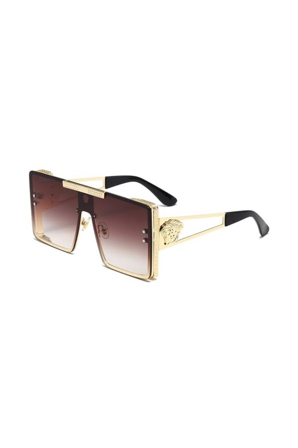 Lunettes de Soleil Lunettes Monture Lunettes Accessoires Femmes Mode Carré Extérieur Métal Hommes Lunettes, Or Rose, H