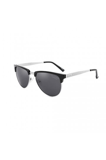 Lee Cooper Lunettes de soleil polarisées tendance pour hommes et femmes - Protection UV, Monture - Noir/argenté | Verres - Gr
