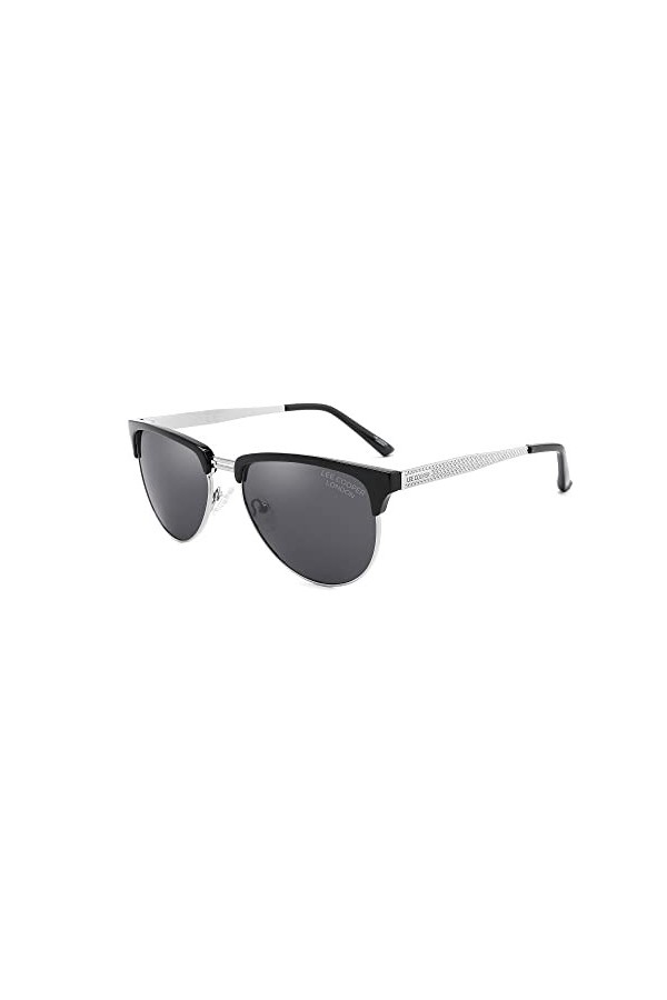 Lee Cooper Lunettes de soleil polarisées tendance pour hommes et femmes - Protection UV, Monture - Noir/argenté | Verres - Gr