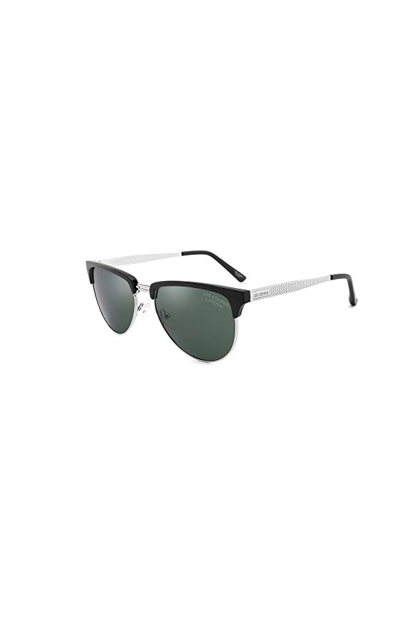 Lee Cooper Lunettes de soleil polarisées tendance pour hommes et femmes - Protection UV, Monture - Noir/argenté | Verres - Gr