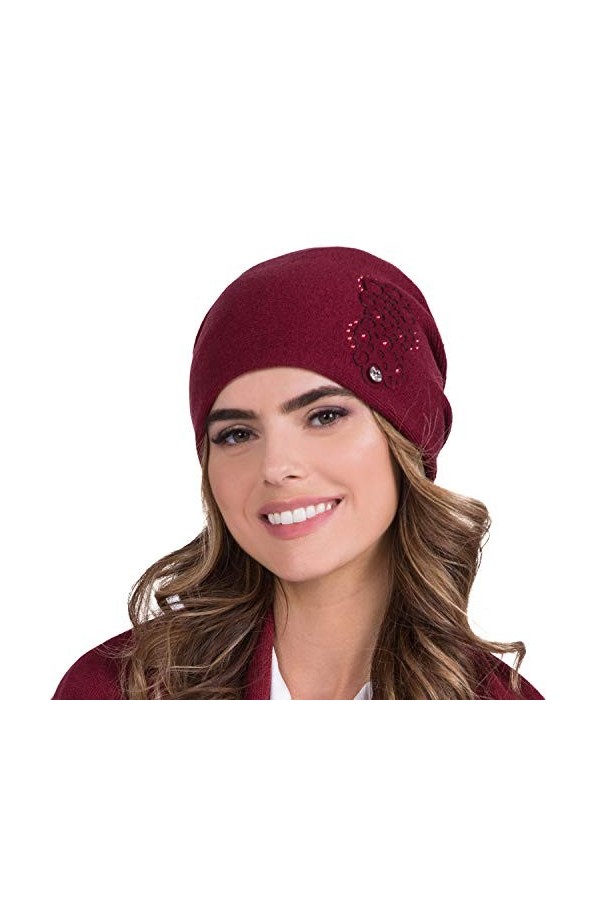Kamea Femme Bonnet dhiver Classique Et Élégant Serena, Bordeaux,Taille Unique