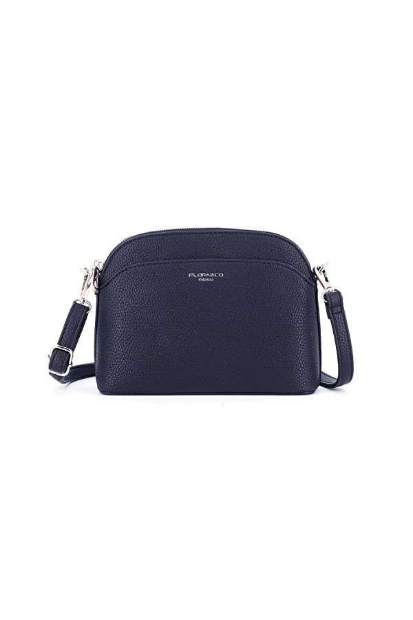 flora & co - Petit Sac Bandoulière Arrondi Femme - Sac à Main Multi-poches Porté Epaule Silimicuir Souple - Besace Sacoche Me