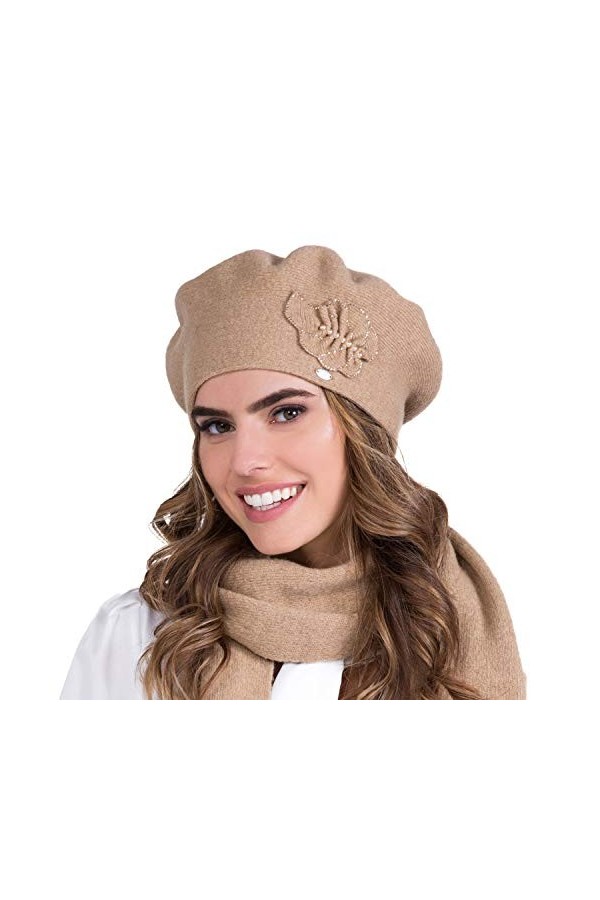 Kamea Femme Béret dhiver Classique Et Élégant Justa, Marron,Taille Unique