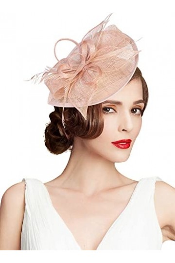 Z&X Chapeau bibi Kentucky Derby en Sinamay Pour femme avec Serre-tête et pince à cheveux - Rose - Taille unique