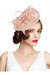 Z&X Chapeau bibi Kentucky Derby en Sinamay Pour femme avec Serre-tête et pince à cheveux - Rose - Taille unique