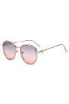 Lunettes de soleil Lunettes de soleil pour femmes Lunettes de soleil dextérieur Hommes UV400 Cadre ovale en métal, 6.Pink Go