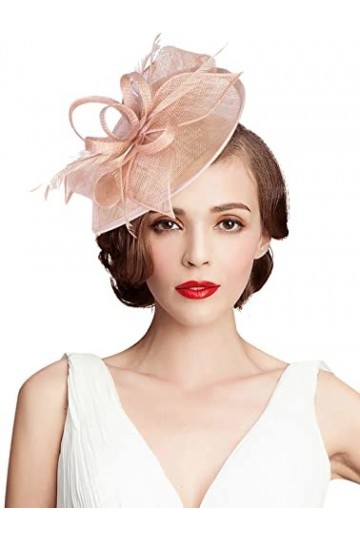 Z&X Chapeau bibi Kentucky Derby en Sinamay Pour femme avec Serre-tête et pince à cheveux - Rose - Taille unique