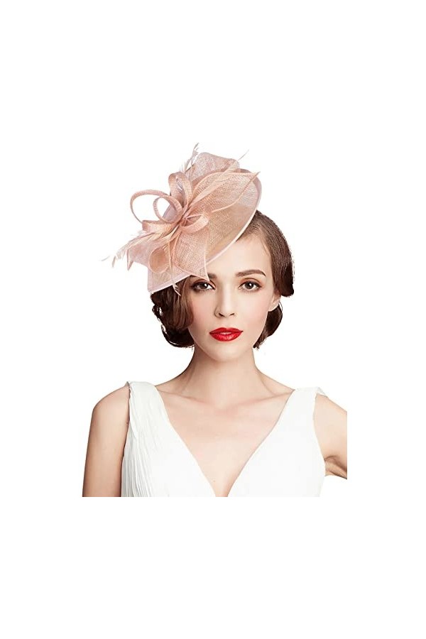 Z&X Chapeau bibi Kentucky Derby en Sinamay Pour femme avec Serre-tête et pince à cheveux - Rose - Taille unique
