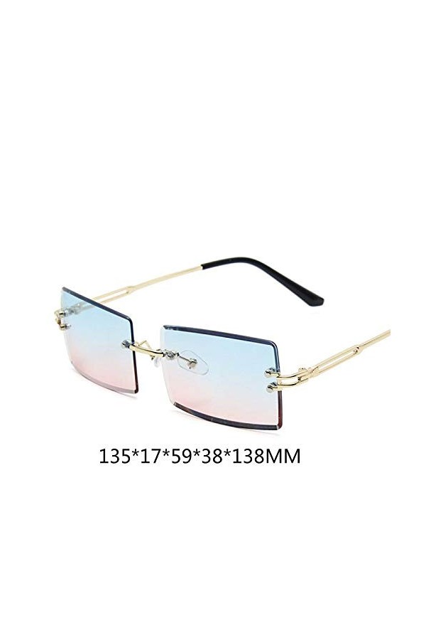 SENFEISM Lunettes de soleil tendance pour femme avec bord coupé, carré, rouge, dégradé