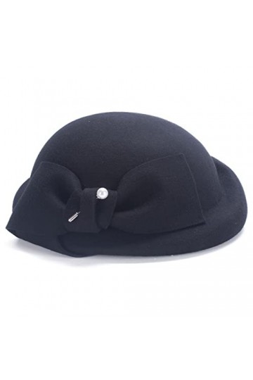 Lawliet A615 Béret pour femme Style vintage 100 % feutre de laine Uni, Noir , taille unique