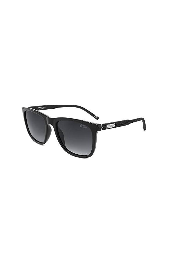 Lee Cooper Lunettes de soleil carrées polarisées pour homme - Protection UV400 - Nuances légères, Monture - Noir | Lentille -