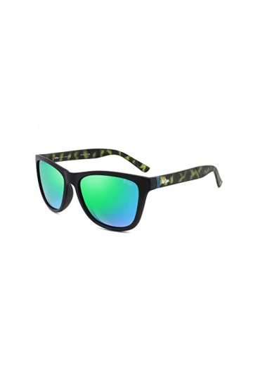 Lee Cooper Lunettes de soleil carrées polarisées Rimmed pour homme et femme, Monture – Demi Noir | Lentille – Multicolore Rev