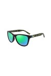 Lee Cooper Lunettes de soleil carrées polarisées Rimmed pour homme et femme, Monture – Demi Noir | Lentille – Multicolore Rev