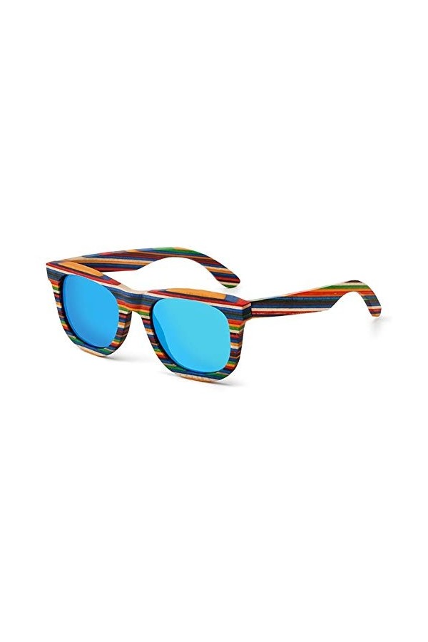 Lunettes de soleil femme Plage anti-UV de couleur lunettes de soleil en bois cadre femmes hommes multicolores soleil lunettes