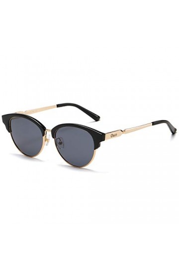 DUCO DC1221 Lunettes de soleil polarisées pour femme avec protection UV400 Grand cadre en métal, Noir , 51.5
