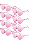 JDHXBMW Lot de 8 paires de lunettes de soleil en forme de cœur rose sans monture - Accessoires de sensibilisation au cancer d