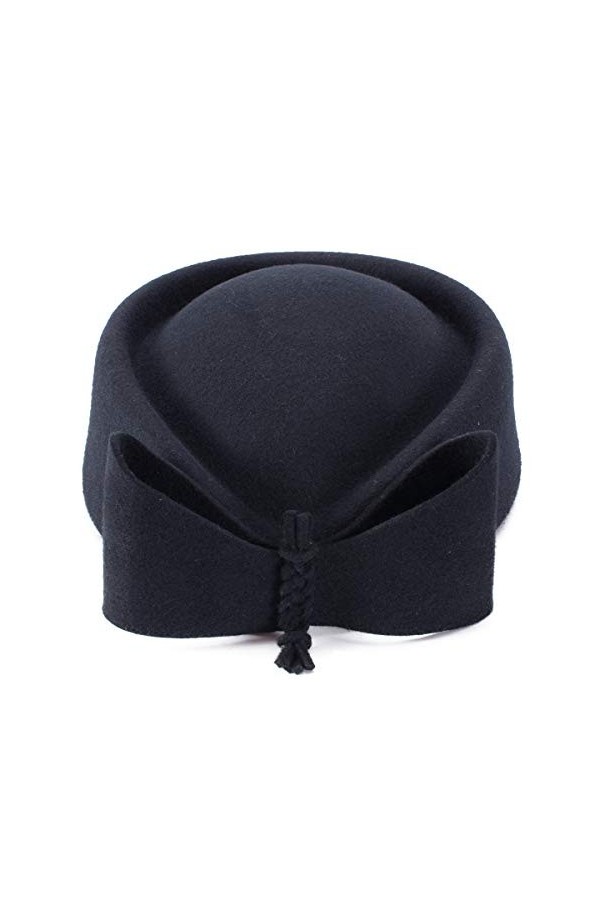 Lawliet Chapeau bibi en forme de goutte deau en laine pour femme, bleu marine