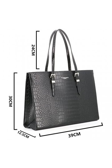 FLORA CO PARIS - Grand Sac A Main Femme Crocodile - Sac Cabas Fourre-Tout Cours Lycée - Sac Shopping Grande Capacité Travail 