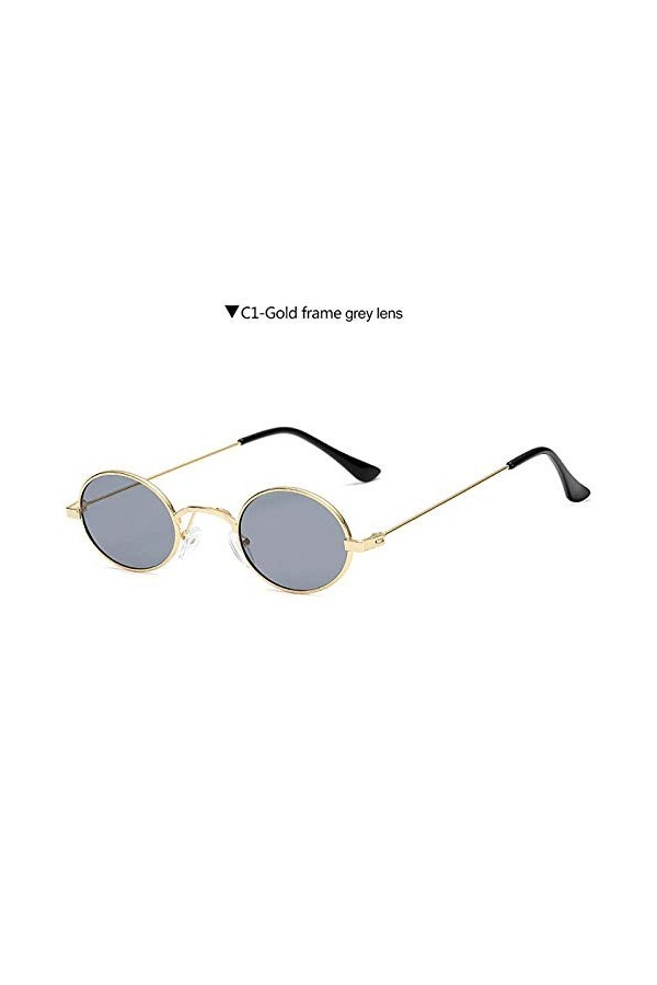 XINGYU Vintage Petites Lunettes de Soleil ovales Femmes Hommes rétro métal Cadre Rouge Gris lentille Ronde Vintage Lunettes d