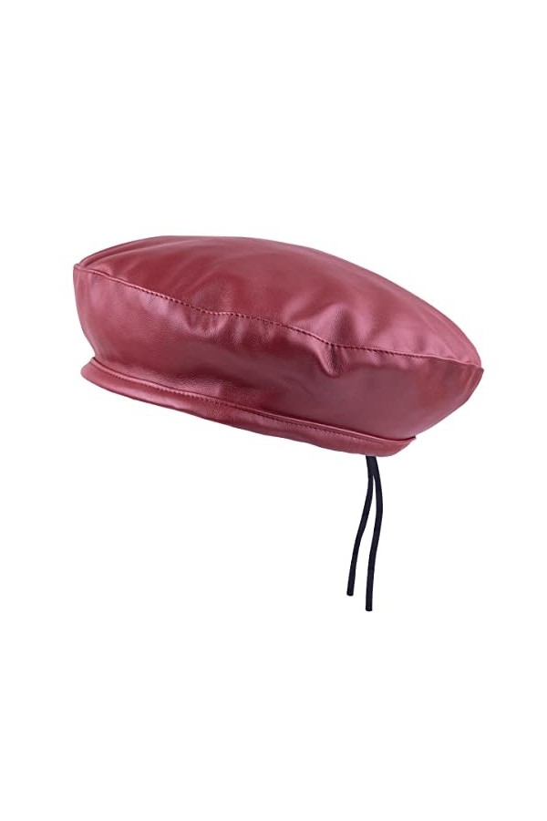 KYEYGWO Béret en cuir synthétique pour femme - Style français - Couleur unie - Style décontracté - Classique - Artiste peintr