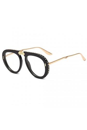 HPIRME Lunettes de soleil à monture femme pour femmes, lunettes de soleil strass, ombre féminine, noir, transparent, taille u