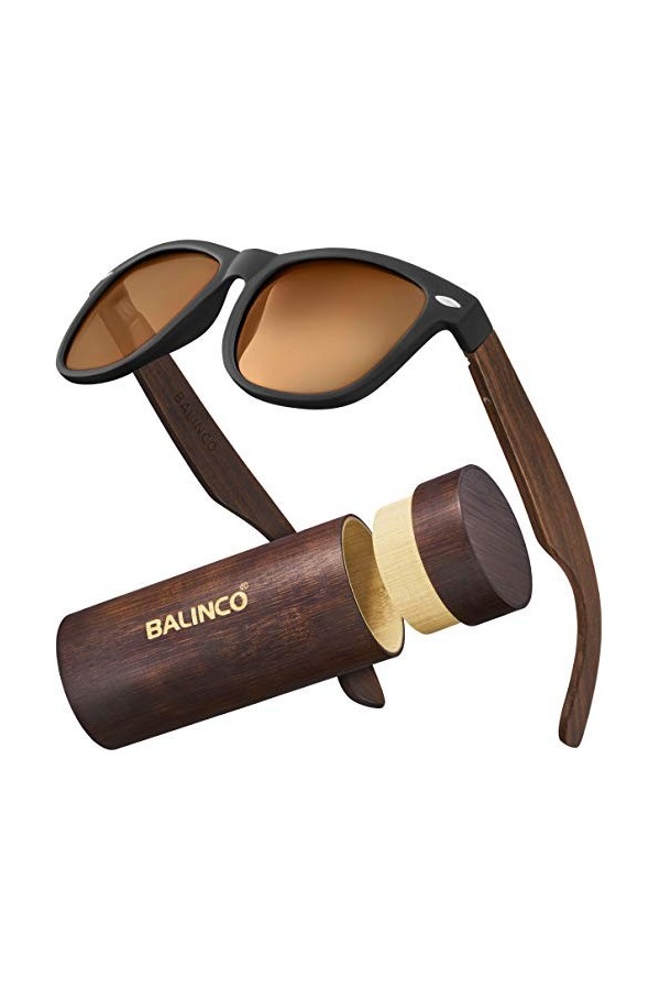 Balinco Set de lunettes de soleil en bambou pour hommes et femmes - avec lentilles polarisées TAC pour une vision intense - d