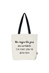 Sac Tote bag avec fermeture éclair, doublure et poche intérieure.