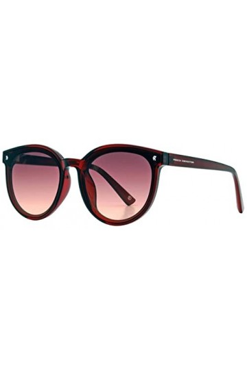 French Connection Lunettes de soleil rondes surdimensionnées pour femme Bordeaux foncé, bordeaux, taille unique