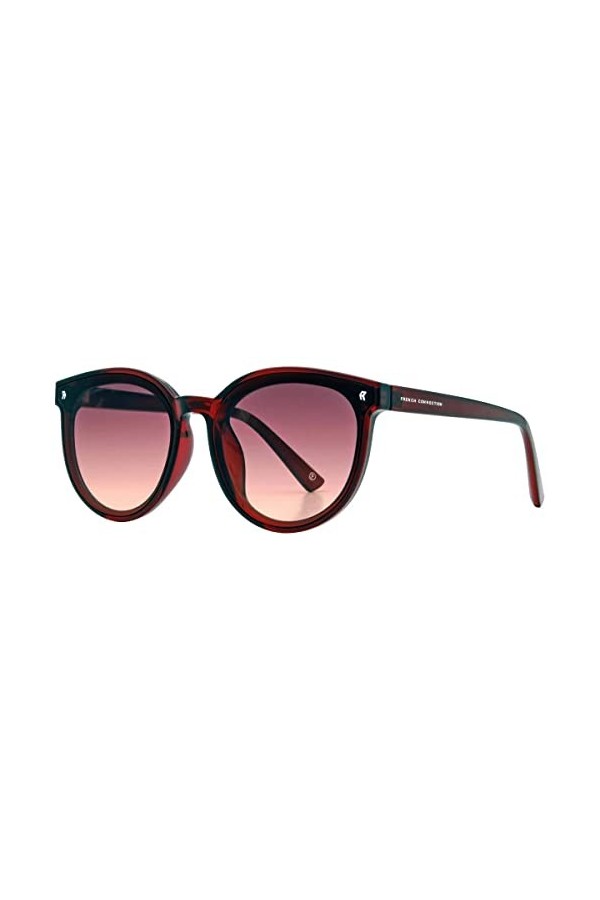 French Connection Lunettes de soleil rondes surdimensionnées pour femme Bordeaux foncé, bordeaux, taille unique