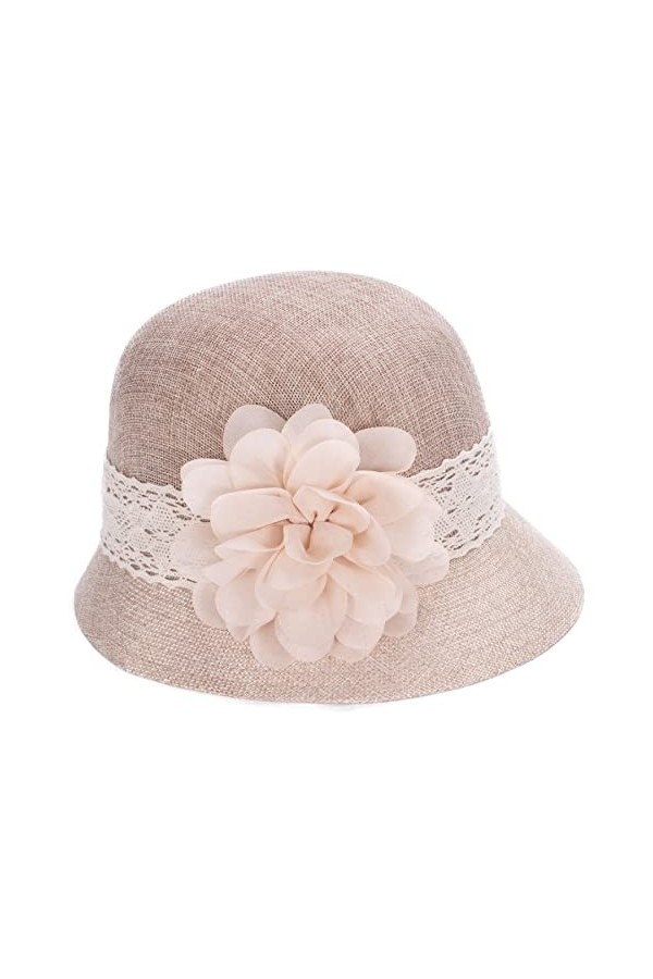 Lawliet Chapeau cloche en polyester pour femme A610, beige, taille unique