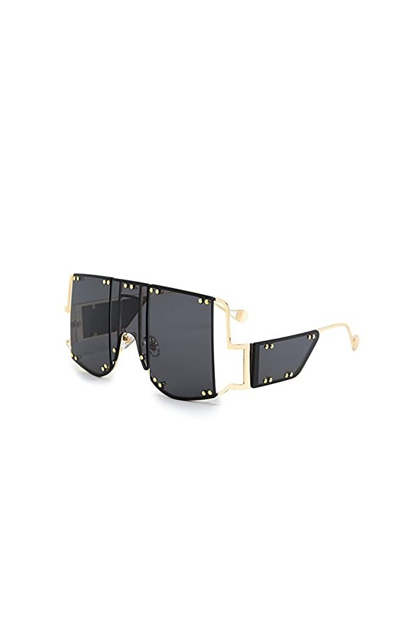 SHEANAON Lunettes de Soleil surdimensionnées pour Femmes Lunettes de Soleil à Monture carrée Lunettes de Soleil en métal pour