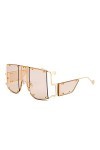 SHEANAON Lunettes de Soleil surdimensionnées pour Femmes Lunettes de Soleil à Monture carrée Lunettes de Soleil en métal pour