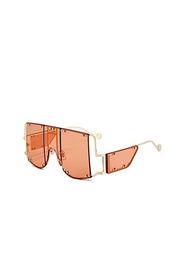 SHEANAON Lunettes de Soleil surdimensionnées pour Femmes Lunettes de Soleil à Monture carrée Lunettes de Soleil en métal pour