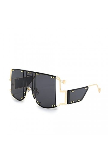 SHEANAON Lunettes de Soleil surdimensionnées pour Femmes Lunettes de Soleil à Monture carrée Lunettes de Soleil en métal pour