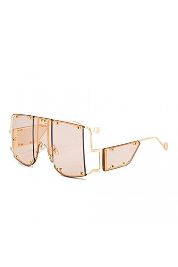 SHEANAON Lunettes de Soleil surdimensionnées pour Femmes Lunettes de Soleil à Monture carrée Lunettes de Soleil en métal pour