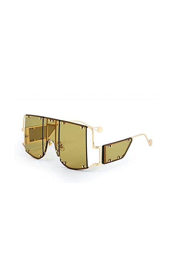 SHEANAON Lunettes de Soleil surdimensionnées pour Femmes Lunettes de Soleil à Monture carrée Lunettes de Soleil en métal pour