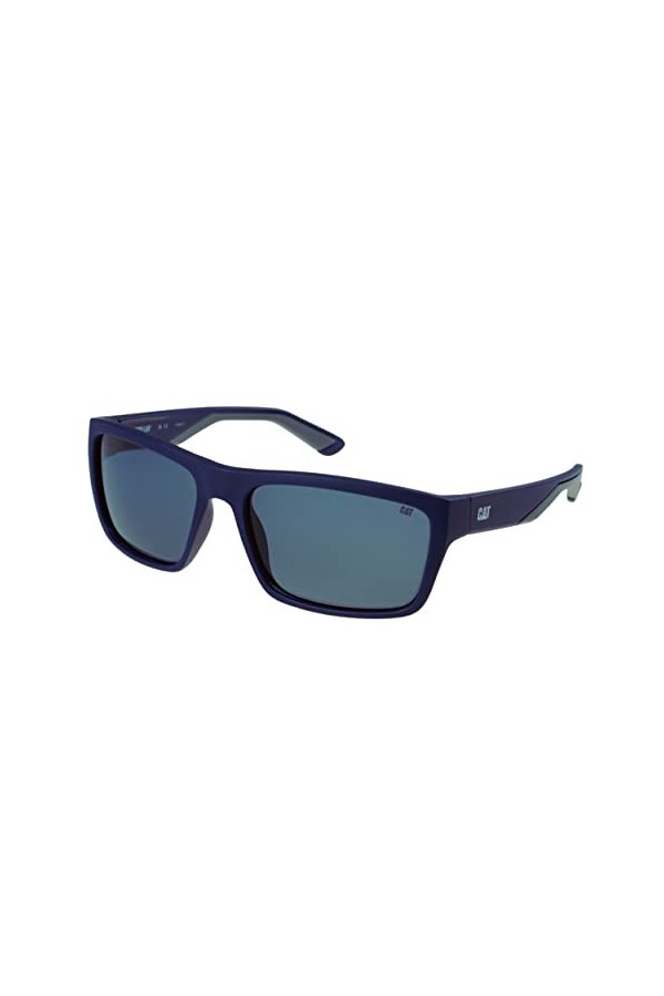 CAT 8021 Lunettes de soleil carrées polarisées pour homme Bleu marine mat 61 mm, Bleu marine mat.