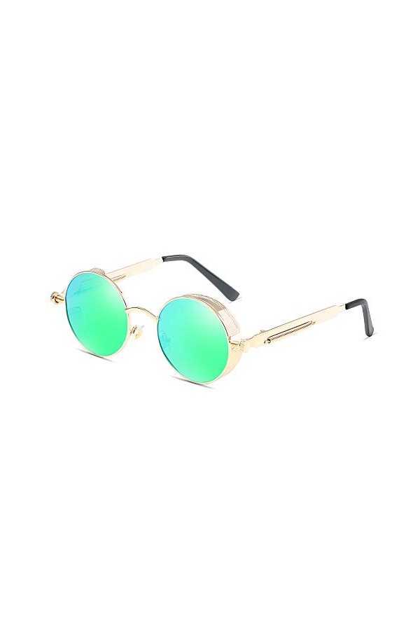 e-phoria Lunettes de soleil ovale polarisées | Punk | Vintage | Cadre d’or/Lentille