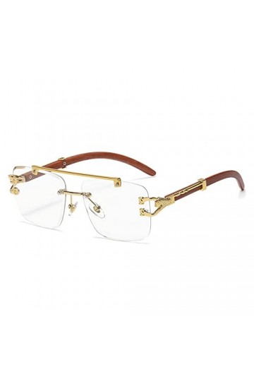 HCHES Lunettes de soleil carrées dimpression de bois rétro femmes fumée concepteur de luxe or Lion décoration lunettes de so