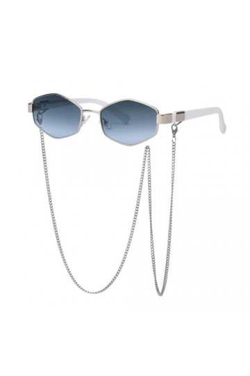 XNASU Petites lunettes de soleil irrégulières pour femmes, lunettes de soleil polygonales pour dames avec chaîne de lunettes 