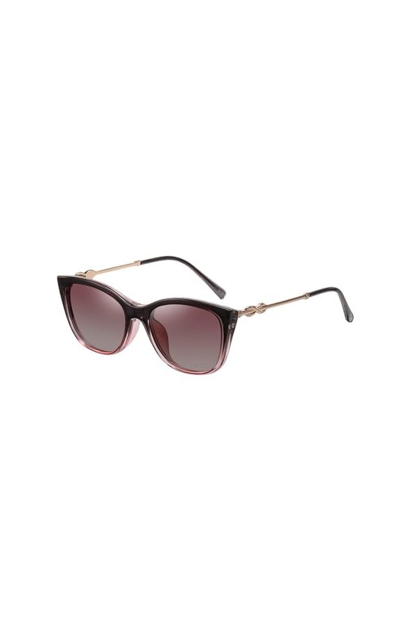 Lunettes de Soleil Polarisées pour Femmes Lunettes de Soleil Oeil de Chat Lunettes Rose Léopard 2 en 1 Lunettes,C2 Gris Rose,