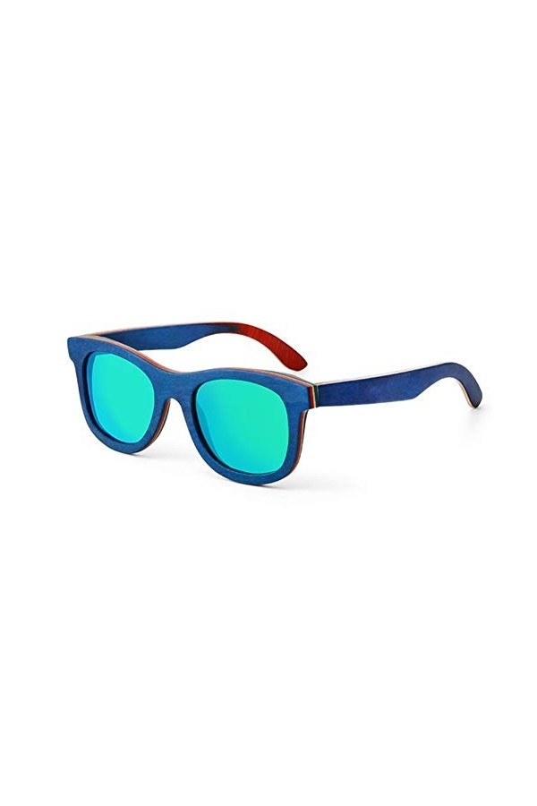 AUSUB Lunettes de Soleil Femme New Retro Fashion Lunettes de Soleil en Bois de Haute qualité Paon Bleu polarisants Plage Eyeg
