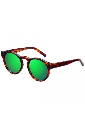 SHES Lunettes de soleil rondes vintage pour femme SH1101, Monture Tortue Revo Verre Vert
