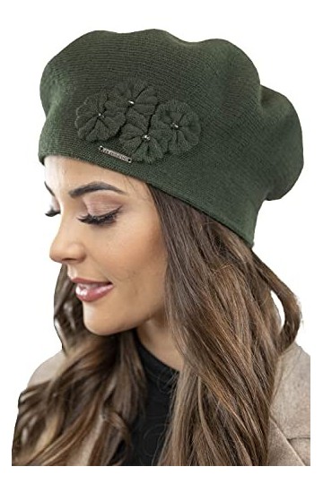 VIVISENCE Femme Béret Classique Et Élégant 7006, Fabriqué en UE, Vert,UNI