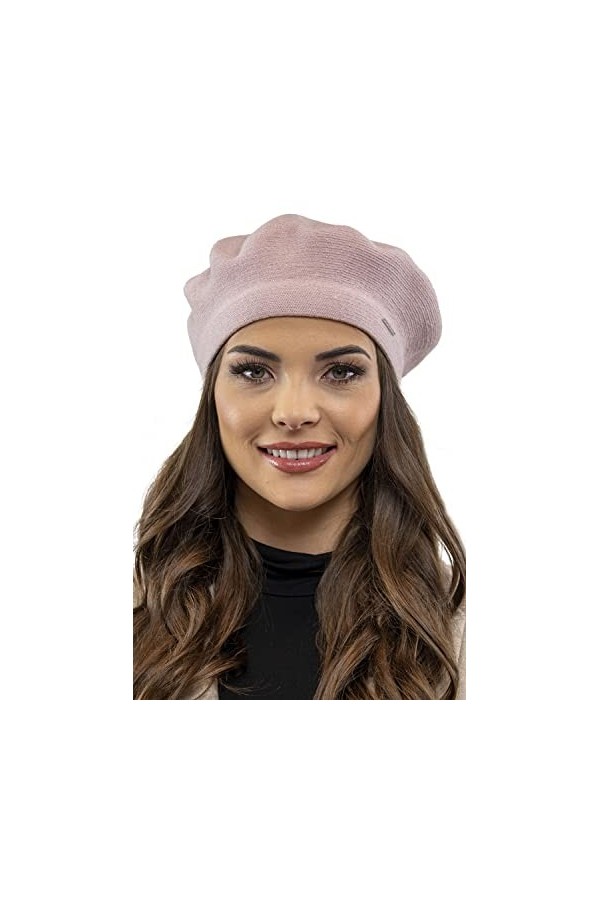 VIVISENCE Femme Béret Classique Et Élégant 7005, Fabriqué en UE, Rose,UNI