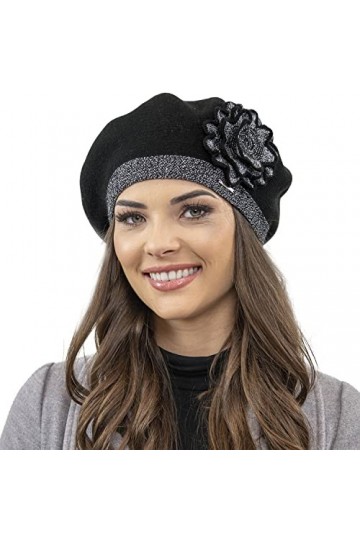 VIVISENCE Béret Classique Et À La Mode 7049, Noir,UNI