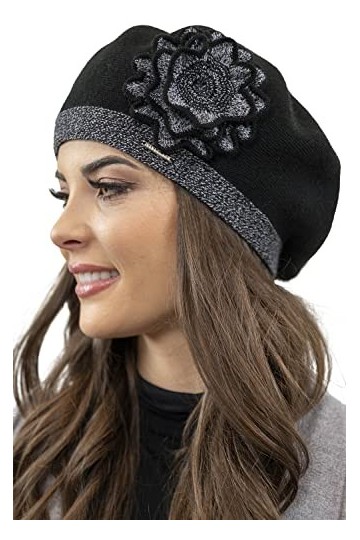 VIVISENCE Béret Classique Et À La Mode 7049, Noir,UNI