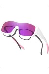LVIOE Lunettes de soleil polarisées pour homme et femme - Verres monobloc tendance avec protection UV400, blanc/rose